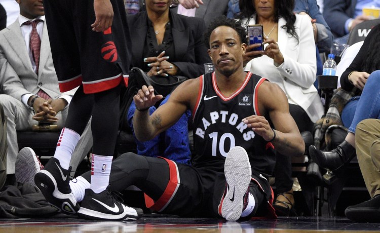 DeMar DeRozan probably had a similar expression on his face when he found out the Raptors had traded him to San Antonio for Kawhi Leaonard in a four-play deal. DeRozan would rather have stayed in Toronto.
