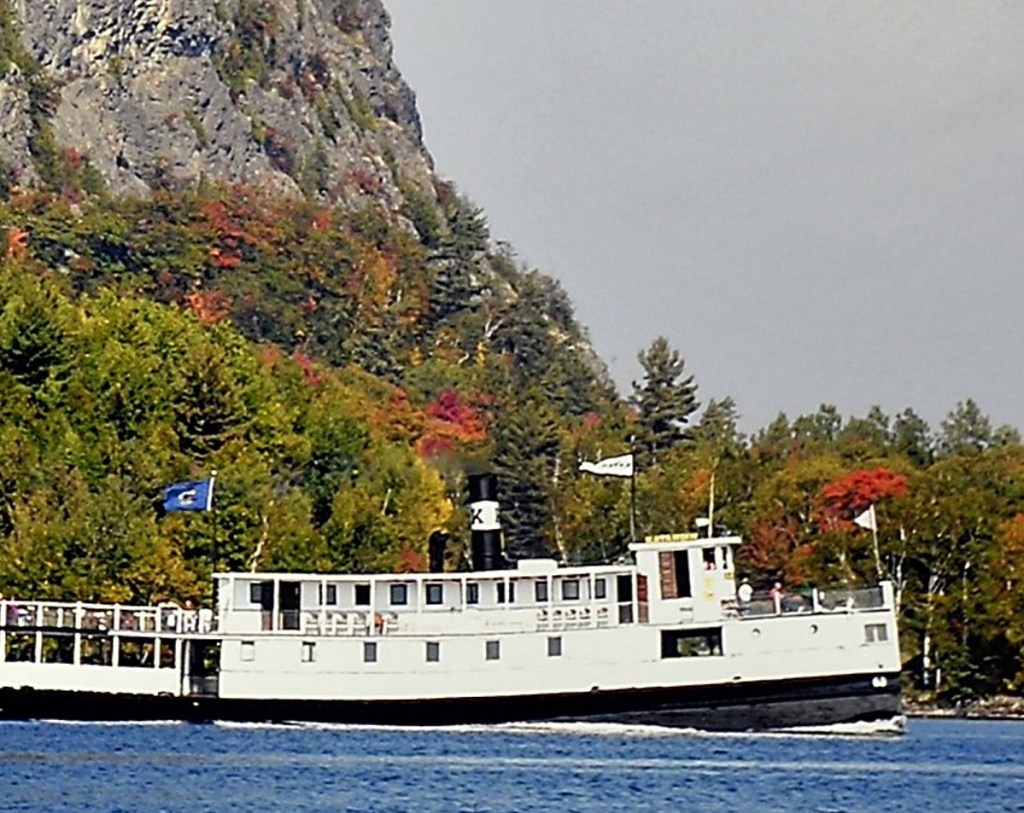 The Katahdin cruises by Mount Kineo on Moosehead Lake during a fall cruise in this relatively recent photo.