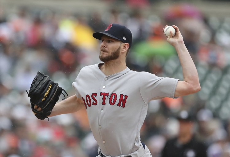 Red Sox starting pitcher Chris Sale struck out nine in six scoreless innings as the Red Sox beat the Tigers 9-1 on Sunday in Detroit.