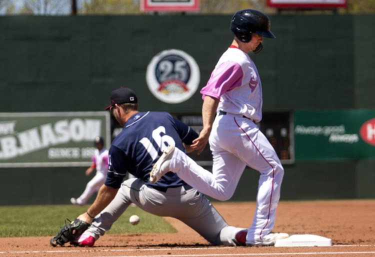 Tony Renda, who was crossing first base at Hadlock Field this season, crossed the plate Sunday night with the winning run for Boston. Renda is a huge Tom Brady fan – they went to the same California high school.