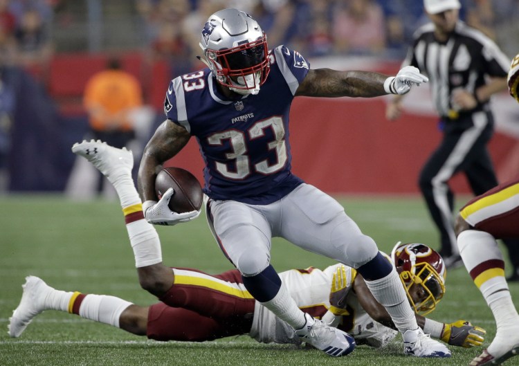 Jeremy Hill gained 51 yards on 11 carries and added 14 yards on two receptions Thursday night, helping to ignite the offense as the New England Patriots defeated Washington in their exhibition opener. Hill has lost about 10 pounds since arriving from the Cincinnati Bengals.