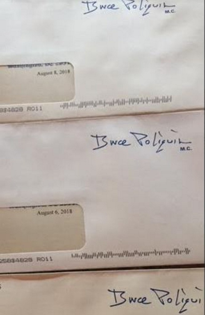 One Androscoggin County woman received mailings from U.S. Rep. Bruce Poliquin in these three envelopes on the same day last week.