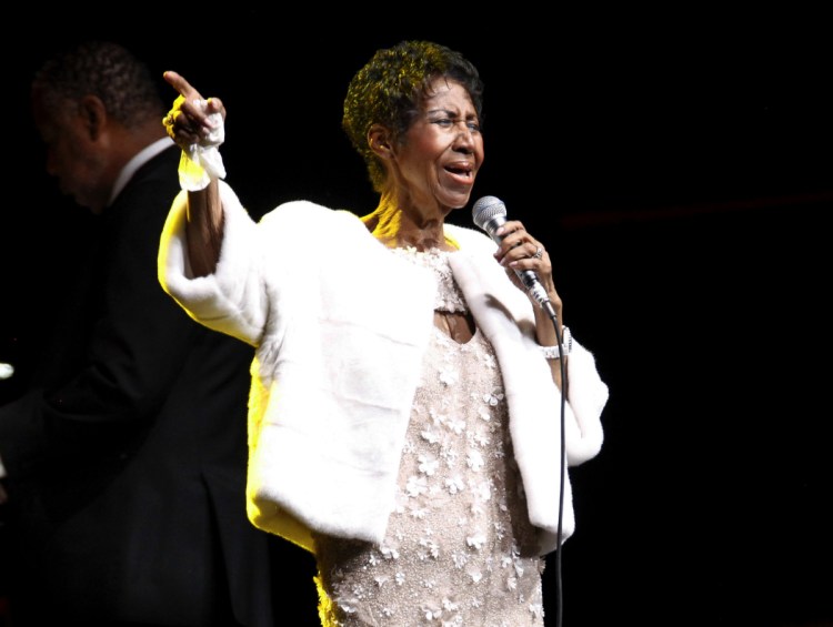 Aretha Franklin sings in New York in November 2017. Notable figures such as Stevie Wonder and the Rev. Jesse Jackson have visited the soul legend, 76, who was reported ill Monday.