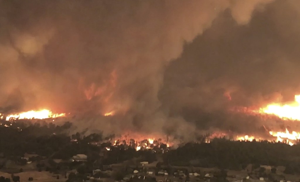 This July 26 image from video shows a fire tornado over Lake Keswick Estates near Redding, Calif. In the history of California wildfires there has never been anything like it: A tornado filled with fire, the size of three football fields.