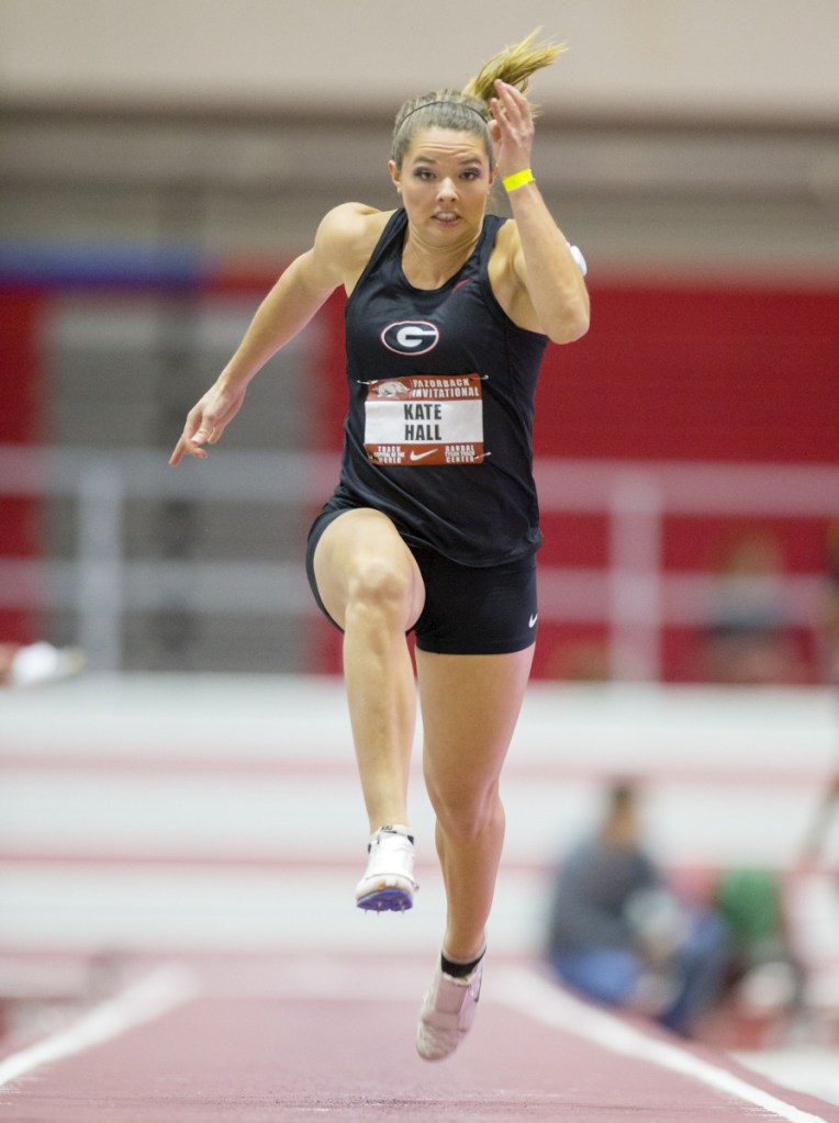 Kate Hall won two NCAA long jump titles while competing for the University of Georgia. Hall has been hired by St. Joseph's College as an assistant coach in cross country and track and field. (University of Georgia photo)
