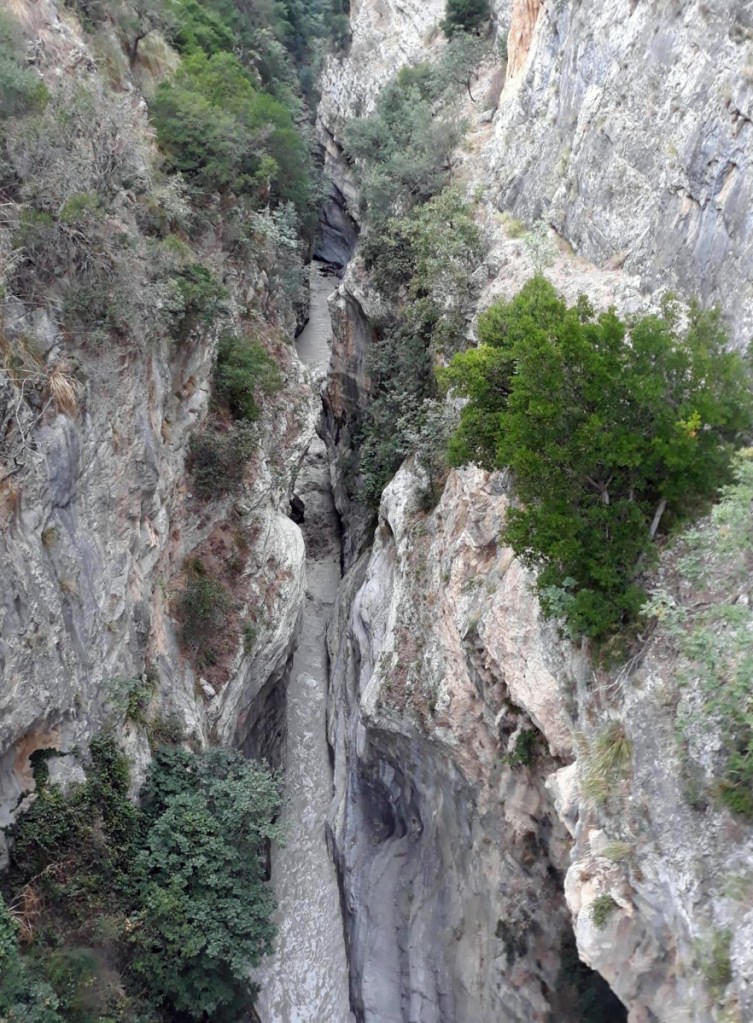 A view of the Raganello Gorge in Civita, Italy, on Monday. Italy's civil protection agency said at least eight people were killed when a rain-swollen river flooded the gorge in the southern region of Calabria.