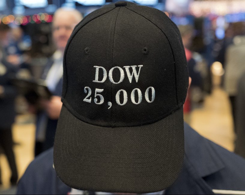 A trader works at the New York Stock Exchange in January.