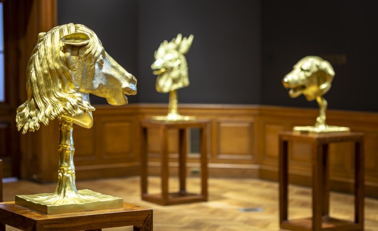 Ai Weiwei's "Circle of Animals/Zodiac Heads: Gold" is on view at the Farnsworth Art Museum in Rockland.