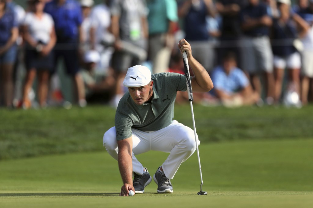 Bryson DeChambeau shot an 8-under 63 in third round of the Northern Trust golf tournament on Saturday in Paramus, N.J. and takes a four-shot lead into the final round.