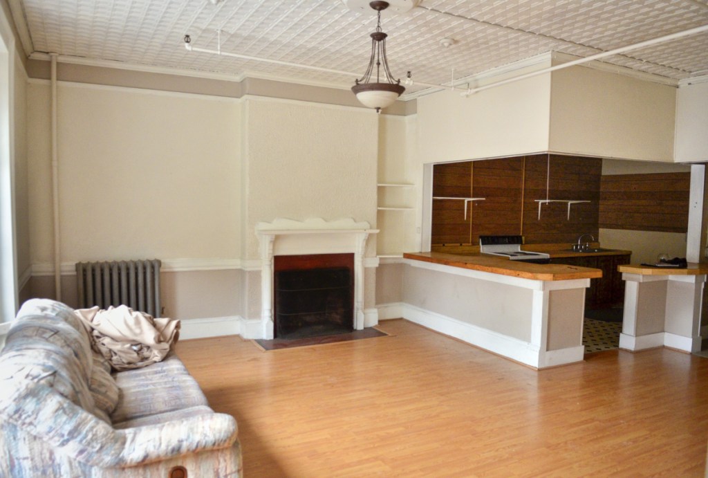 An apartment in the former Odd Fellows hall on Water Street in downtown Augusta.
