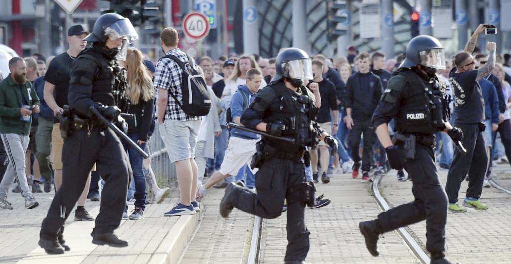 Authorities in Chemnitz, Germany thought they were braced for rival protests Monday but in the end, about 600 officers struggled to hold back 6,000 far-right supporters.