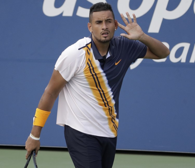 Nick Kyrgios got off to a horrible start in Thursday's match at the U.S. Open against Pierre-Hugues Herbert. A chair umpire talked to him between games, and Kyrgios rallied to win in four sets.