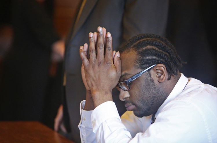 David Marble Jr. reacts July 19 after hearing the jury's guilty verdict in Cumberland County Superior Court.