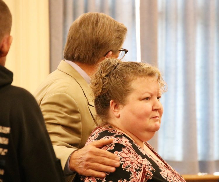 Kandee Collind of Acton pleaded guilty Monday in York County Superior Court to the February 2017 stabbing death of her former husband, Scott Weyland. At left is her attorney, Clifford Strike.