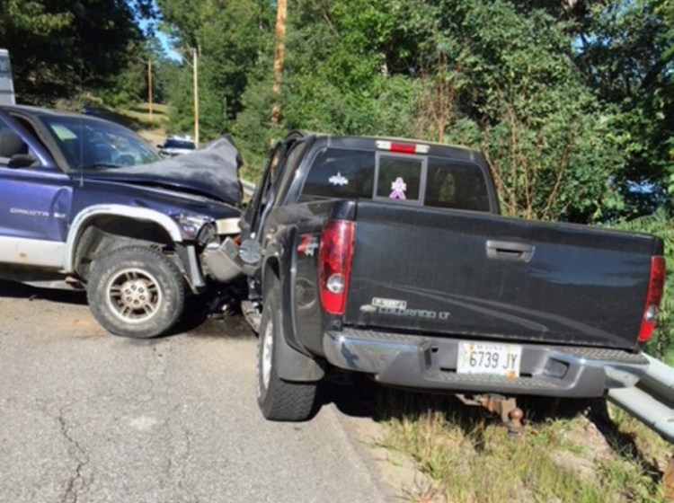 Two men were injured in a three-vehicle crash Thursday afternoon on River Road in Norridgewock.