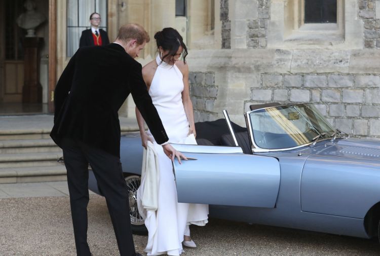 The newly married Duke and Duchess of Sussex left Windsor Castle on May 19 in a Jaguar Roadster modified to be all-electric.