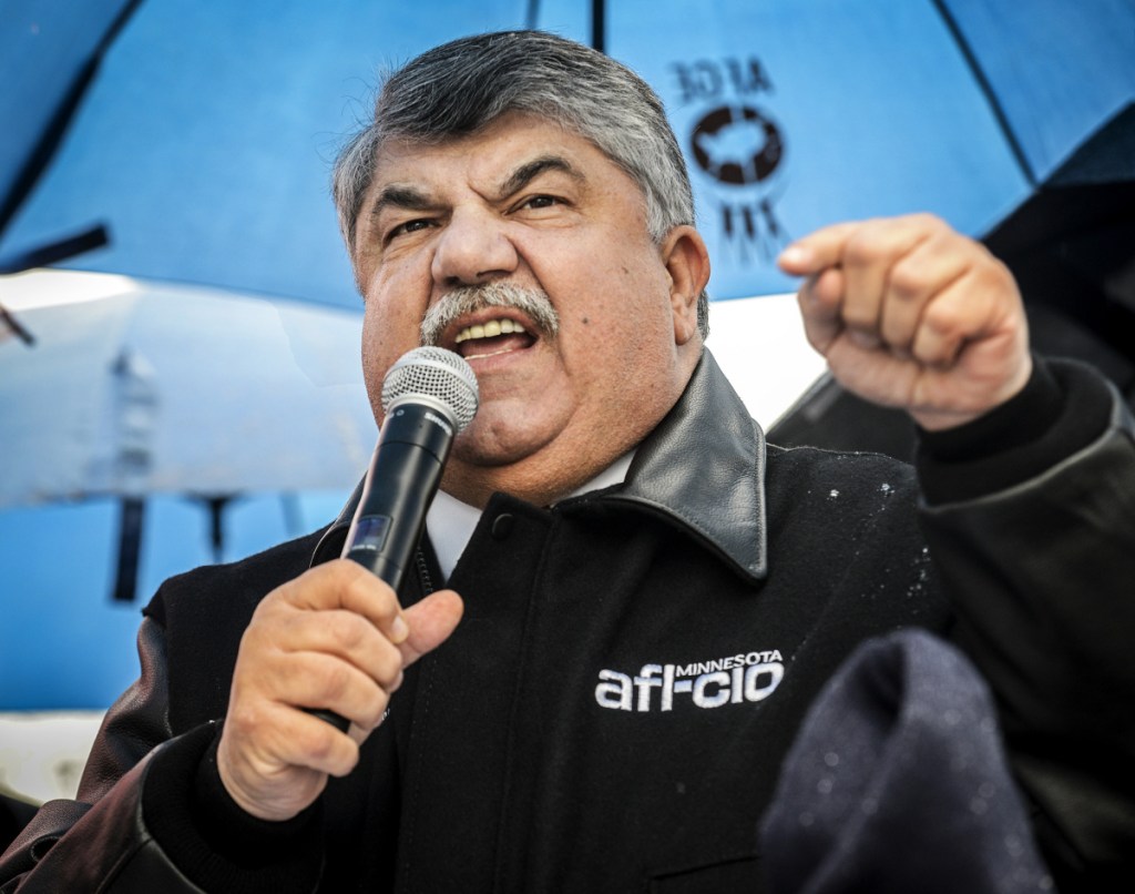 AFL-CIO president Richard Trumka addresses union members and Congressional leadership during a rally for wage increases in February 2016 in Washington, D.C. MUST CREDIT: Bill O'Leary, The Washington Post