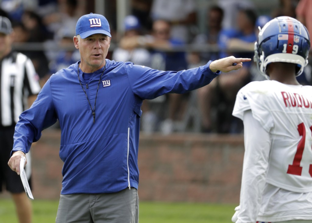 Coach Pat Shurmur of the New York Giants, left, has been entrusted with turning around a franchise that figured to be a Super Bowl contender a year ago and wound up with the second-worst record in the league. Just one of the NFL stories to be played out this season.