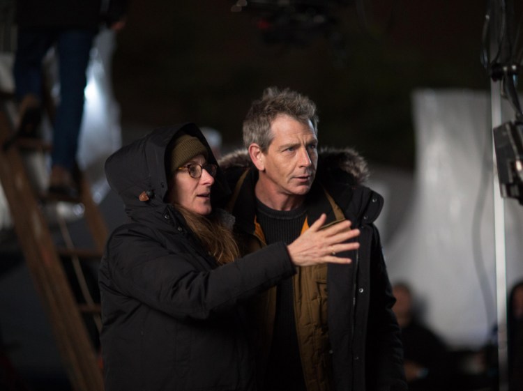 Director Nicole Holofcener with Ben Mendelsohn on the set of "The Land of Steady Habits."