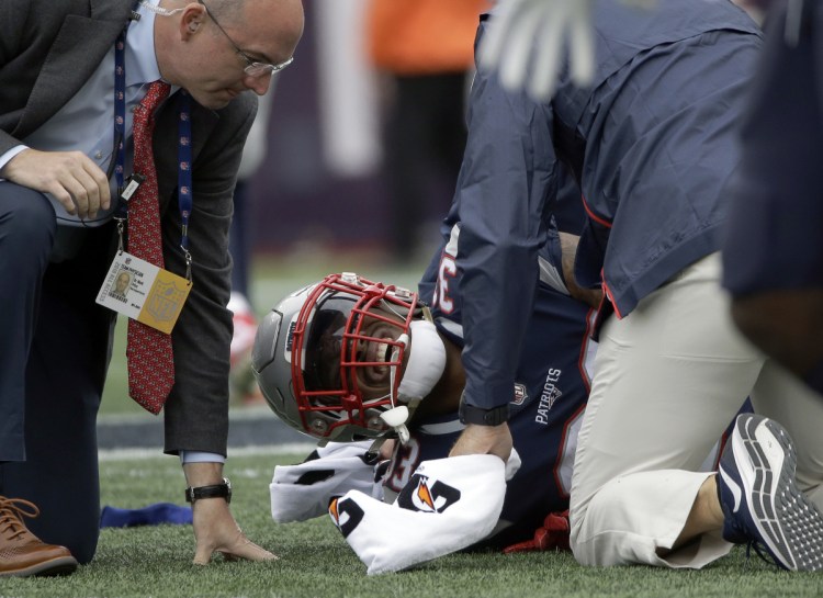 New England Patriots running back Jeremy Hill suffered a torn ACL in the Patriots' 27-20 win over Houston on Sunday and is done for the season.