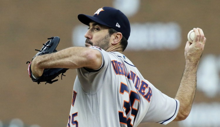 Astros starting pitcher Justin Verlander, who first pitched in the playoffs 12 years ago, "has become a postseason poster child," says Red Sox manager Alex Cora, who was a coach with Houston last year.