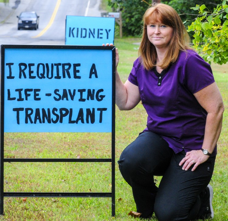 Krystal Reardon is searching for a life-saving kidney transplant by placing signs on her car and in her yard in Augusta.