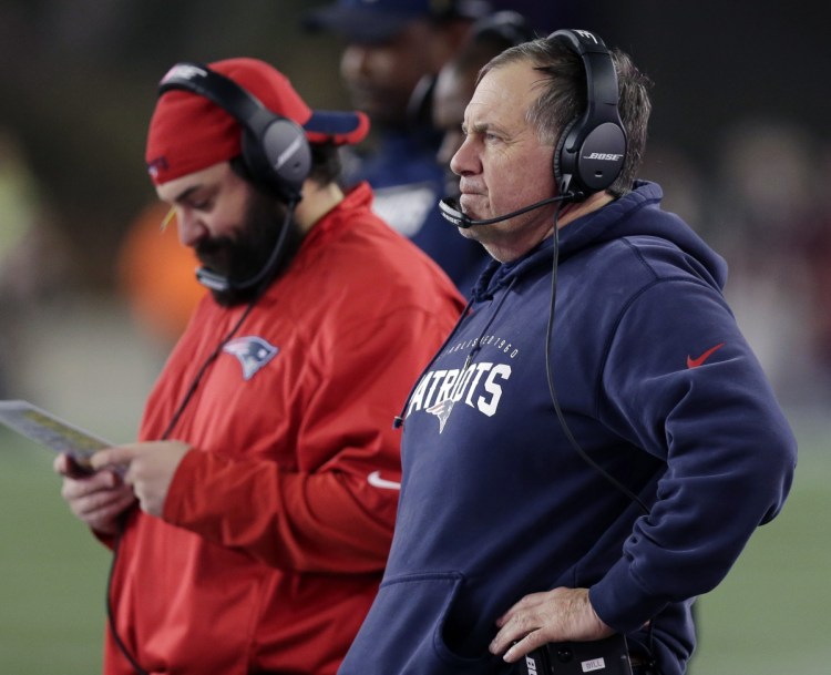 Don't consider Patriots Coach Bill Belichick, right, a mentor or teacher in the mold of Bill Walsh. He's more of a Vince Lombardi-type, as former assistant and Lions Coach Matt Patricia knows. Belichick and Patricia will be on opposite sidelines Sunday night.