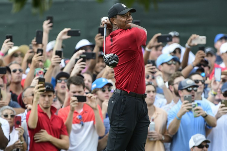 Tiger Woods was in control throughout the final round of the Tour Championship on Sunday, and even two late bogeys weren't enough to stop him from getting his first win since 2013.