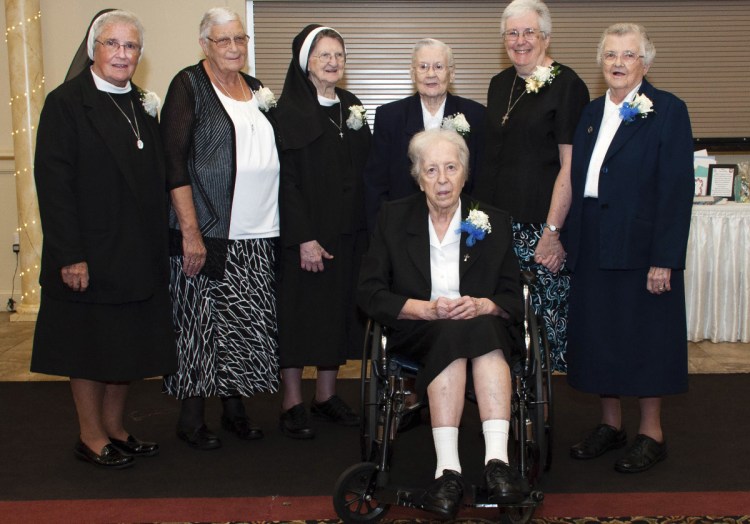Sisters of Mercy in Greater Portland who recently celebrated at least 50 years of service in the Roman Catholic faith include, from left, Sister Annemarie Kiah, Sister Janet Campbell, Sister Mary Columba Staples, Sister Mary Kneeland, Sister Patricia Flynn, Sister David Mary Duncan and Sister Mary Thaddene Barnes (seated).