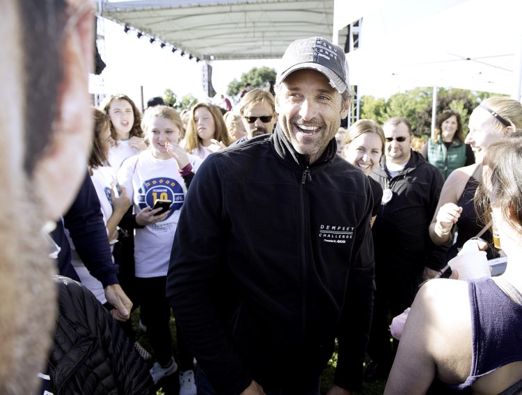 Patrick Dempsey meets fans at Simard-Payne Memorial Park during the Dempsey Challenge in Lewiston on Saturday.