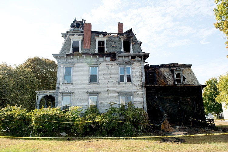 Fire destroyed the historic Charles A. Jordan House at 63 Academy St. early Sunday morning.