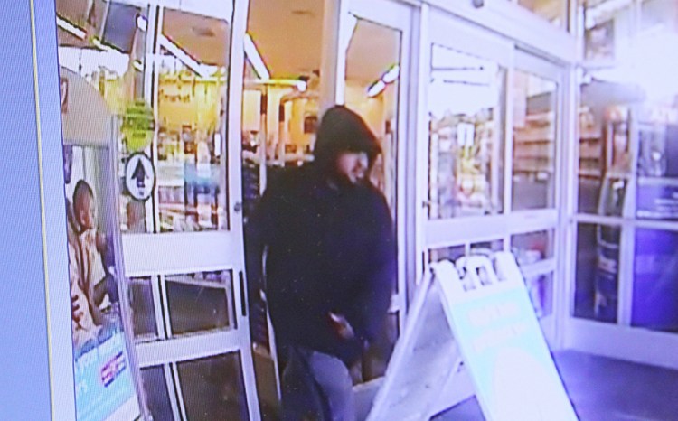 A surveillance camera image of the man suspected of robbing the Walgreens pharmacy on Sunday morning on Memorial Circle in Augusta.