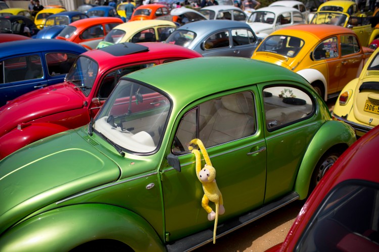 In this April 21, 2017, file photo Volkswagen Beetles displayed during the annual gathering of the "Beetle club" in Yakum, central Israel. Volkswagen says it will stop making its iconic Beetle in July of next year. Volkswagen of America on Thursday, Sept. 13, 2018, announced the end of production of the third-generation Beetle by introducing two final special editions. 