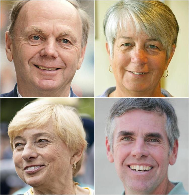 Clockwise from top left: Alan Caron, Terry Hayes, Shawn Moody, Janet Mills
