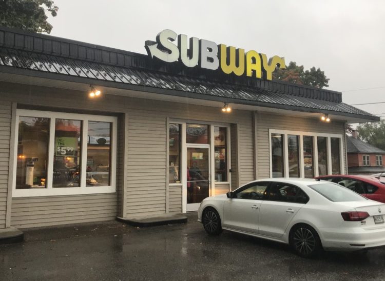 The Bangor Street Subway restaurant in Augusta, as seen shortly after the robbery took place Tuesday afternoon.