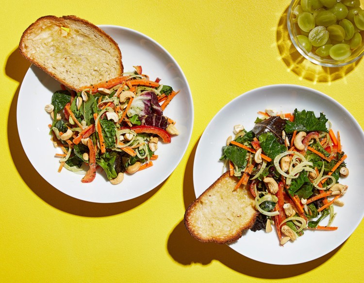 Serve Green Tahini Salad with toasted or warmed crusty bread or pita.
