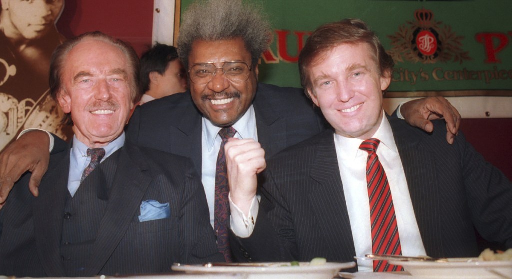 Donald Trump, right, with his father, Fred Trump, left, and boxing promoter Don King in 1987, benefited from transfers of family wealth that were, at best, unethical, and, at worst, unlawful.