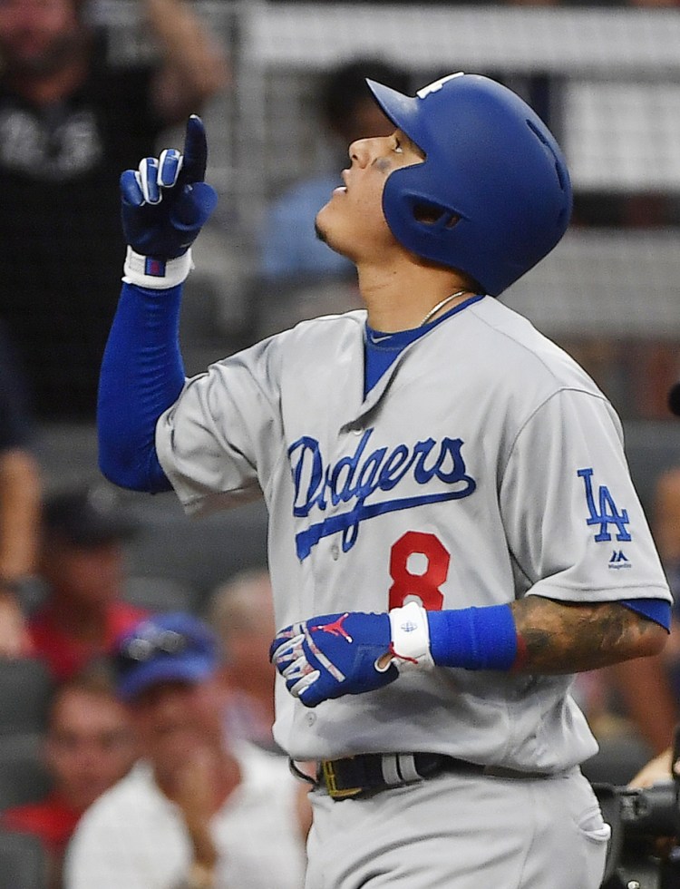 Manny Machado of the Dodgers had only three hits in the NLDS against the Braves, but two were home runs and he finished with six RBI.