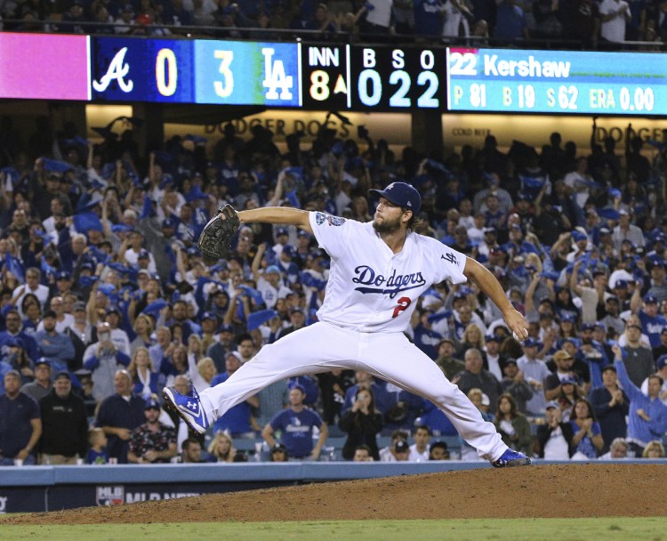 Clayton Kershaw, coming off eight scoreless innings against Atlanta in Game 2 of the NL Division Series, will be on the mound Friday night for the Dodgers in Game 1 of the NL Championship Series.