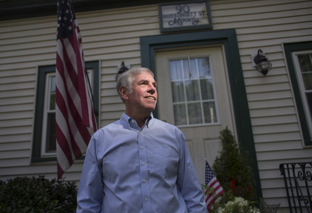 Republican Shawn Moody stands outside his childhood home in Gorham last month. A Freedom of Access Act request by the Press Herald for Maine Human Rights Commission records revealed no other complaints against Moody or his businesses.