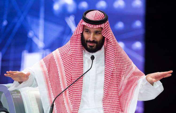 Saudi Crown Prince Mohammed bin Salman addresses the Future Investment Initiative conference, in Riyadh, Saudi Arabia, on Wednesday.