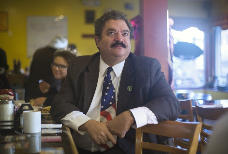 Seeking to represent a York County district he's lived in for about four months, Stavros Mendros, 50, a former Republican state lawmaker from Lewiston, campaigns in Saco recently in the Senate District 31 race against Sen. Justin Chenette, the Democratic incumbent from Saco. Mendros acknowledges a political past haunted by controversy.