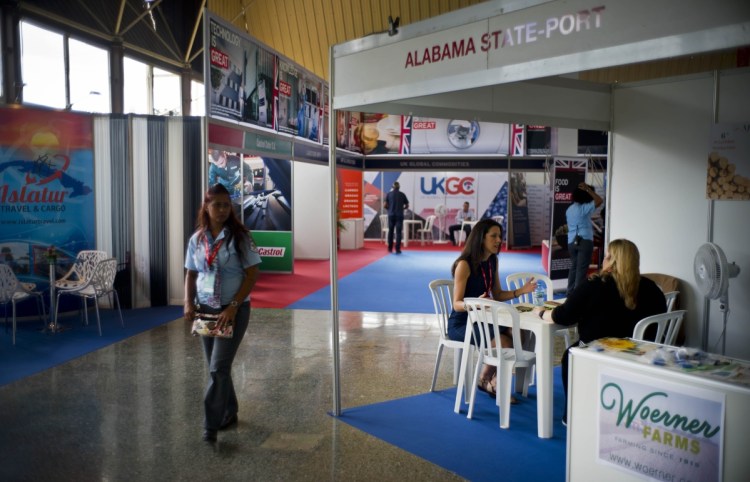 A stand representing Alabama is part of a reduced U.S. presence at the Havana International Fair in Cuba this week.