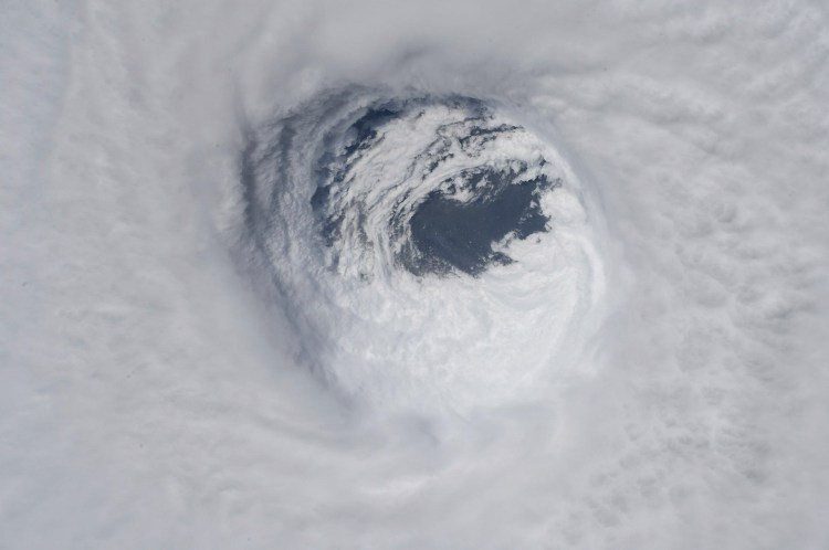 The eye of Hurricane Michael is seen from the International Space Station on Wednesday.