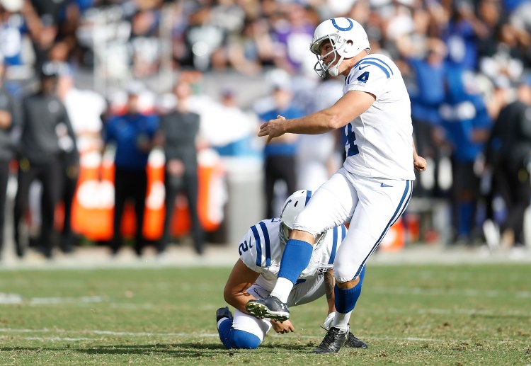 Indianapolis Colts kicker Adam Vinatieri became the NFL's all-time leading scorer in the COlts 42-28 win over the Raiders on Sunday in Oakland, California.