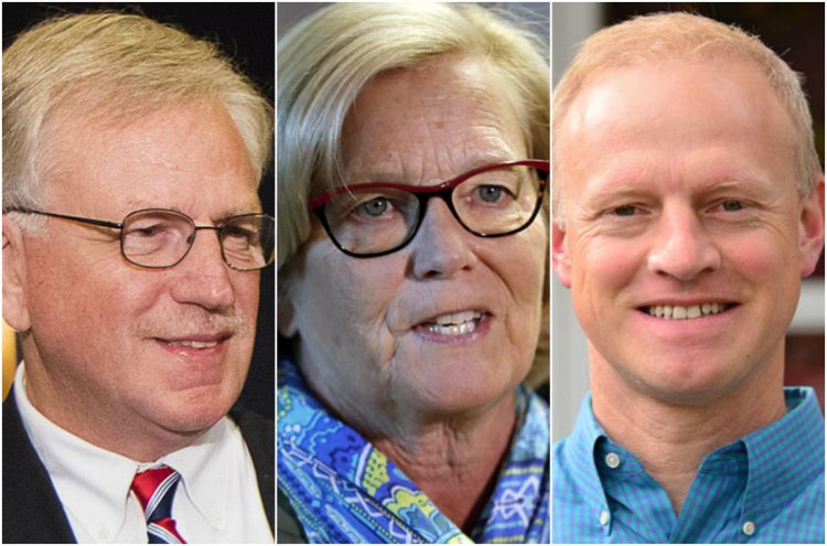 Republican Mark Holbrook, left, Democrat Chellie Pingree and independent Martin Grohman