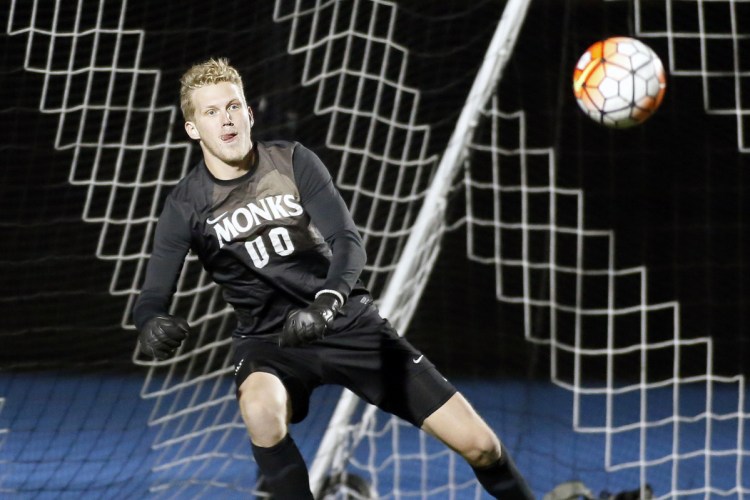 The St. Joseph's College men's soccer team, and goalie Blake Mullen, have allowed just one goal this season. The Monks have a 77-1 goal differential.