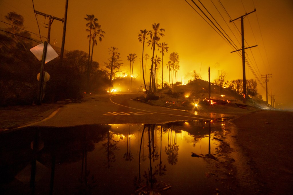 The Woolsey Fire burns above Malibu, Calif., on Nov. 10. MUST CREDIT: Photo for The Washington Post by Kyle Grillot