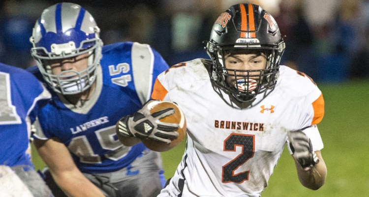 Cam Hathaway, one of the many Brunswick players who have switched roles this season because of injuries, was limited by an injury in the Class B North final last week but hopes to be OK for the state final Saturday against Marshwood.