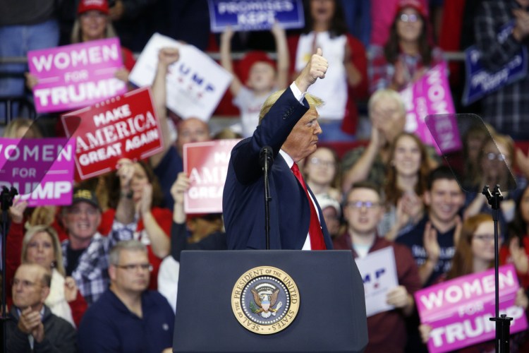 President Trump gestures during a rally in Fort Wayne, Ind., on Nov. 5.
